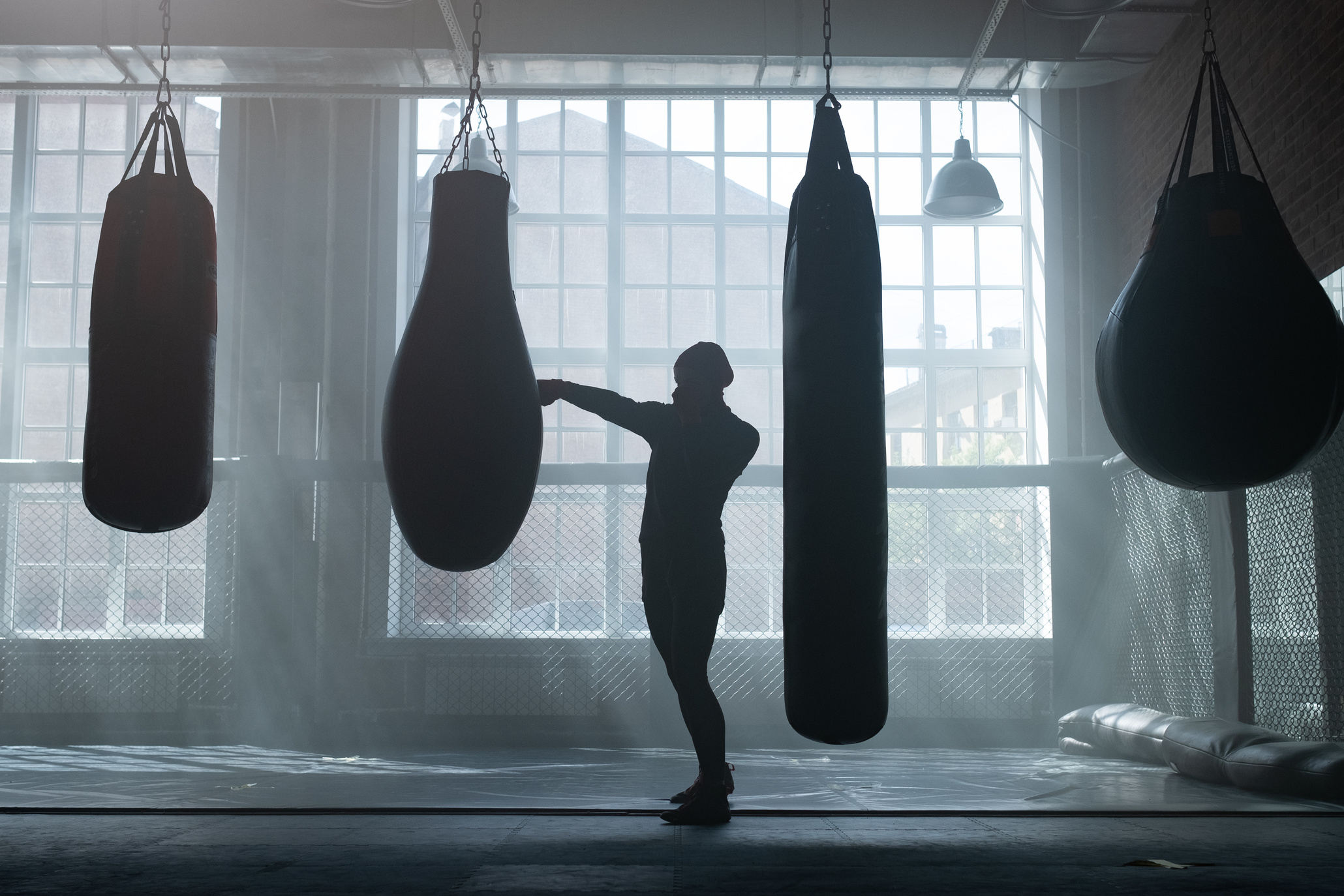 Silhouette of Person in Boxing Gym